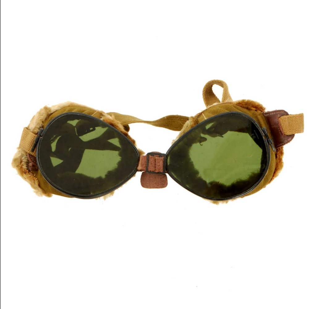 Antique WWII Foster Grant Aviation Goggles Pilot Safety Glasses Vtg Steampunk